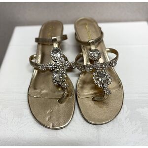 Lilly Pulitzer Katelyn Gold Embellished Wedge Sandals Wedding Bridal Resort Prom
